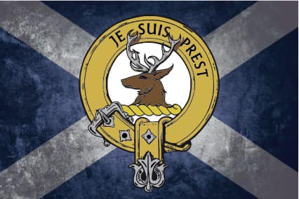 Clan Crest auf Schottland Flag